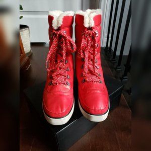Keds Red Faux Fur Lined Winter Puffer Boots